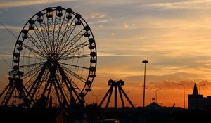 Preview wallpaper ferris wheel, night, attraction, city