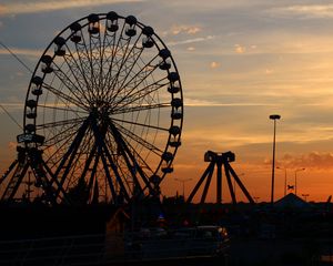 Preview wallpaper ferris wheel, night, attraction, city