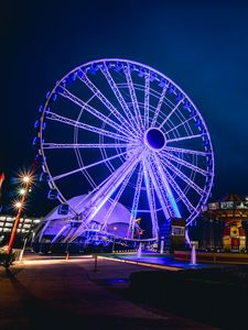 Preview wallpaper ferris wheel, night, backlight