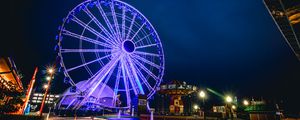 Preview wallpaper ferris wheel, night, backlight