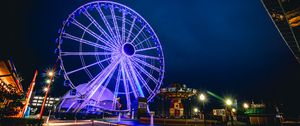 Preview wallpaper ferris wheel, night, backlight
