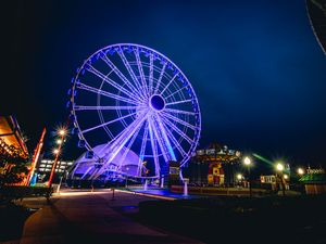 Preview wallpaper ferris wheel, night, backlight