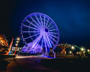 Preview wallpaper ferris wheel, night, backlight