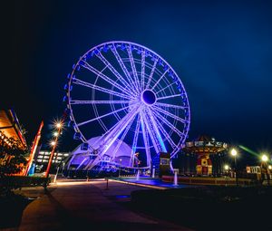 Preview wallpaper ferris wheel, night, backlight