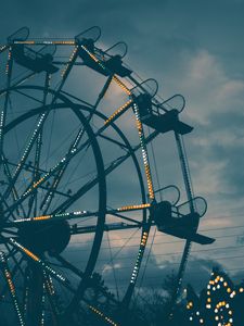 Preview wallpaper ferris wheel, night, backlight