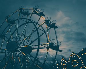 Preview wallpaper ferris wheel, night, backlight