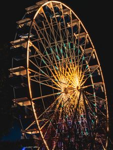 Preview wallpaper ferris wheel, night, backlight, dark