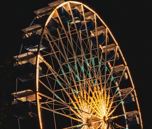 Preview wallpaper ferris wheel, night, backlight, dark