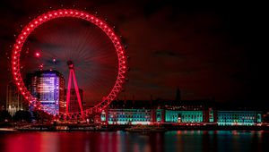 Preview wallpaper ferris wheel, night city, london, united kingdom