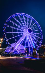 Preview wallpaper ferris wheel, night, light, attraction