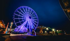 Preview wallpaper ferris wheel, night, light, attraction