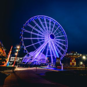 Preview wallpaper ferris wheel, night, light, attraction