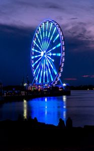 Preview wallpaper ferris wheel, night, shore