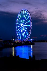 Preview wallpaper ferris wheel, night, shore