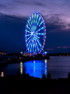 Preview wallpaper ferris wheel, night, shore