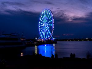 Preview wallpaper ferris wheel, night, shore