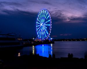 Preview wallpaper ferris wheel, night, shore