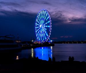 Preview wallpaper ferris wheel, night, shore