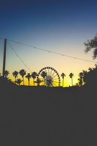 Preview wallpaper ferris wheel, palm trees, dark, dusk