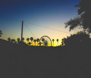 Preview wallpaper ferris wheel, palm trees, dark, dusk