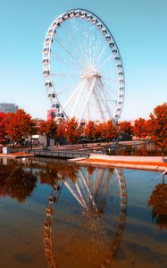 Preview wallpaper ferris wheel, park, water, reflection