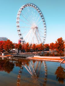 Preview wallpaper ferris wheel, park, water, reflection