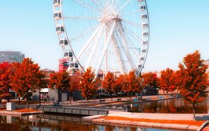 Preview wallpaper ferris wheel, park, water, reflection