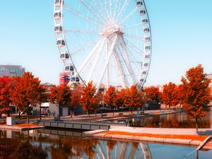 Preview wallpaper ferris wheel, park, water, reflection