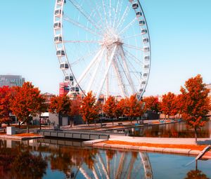 Preview wallpaper ferris wheel, park, water, reflection