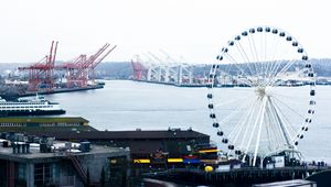 Preview wallpaper ferris wheel, port, sea