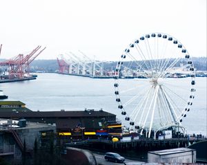 Preview wallpaper ferris wheel, port, sea