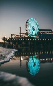 Preview wallpaper ferris wheel, reflection, water, lights