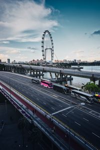 Preview wallpaper ferris wheel, road, city