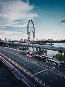 Preview wallpaper ferris wheel, road, city