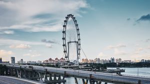 Preview wallpaper ferris wheel, road, city