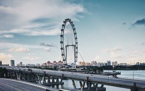 Preview wallpaper ferris wheel, road, city