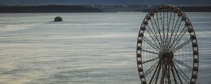 Preview wallpaper ferris wheel, sea, mountains