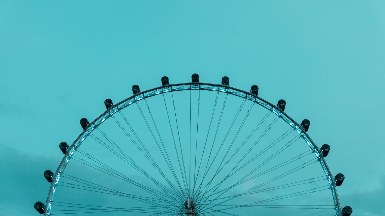 Wallpaper ferris wheel, sky, blue