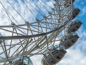 Preview wallpaper ferris wheel, sky, clouds, structure