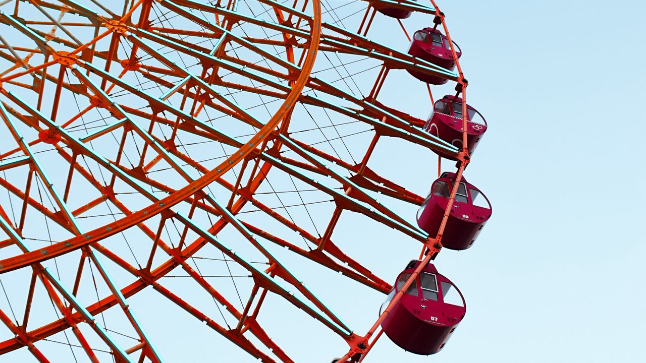 Wallpaper ferris wheel, sky, minimalism, construction