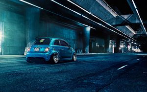 Preview wallpaper fiat, 500, abarth, blue, rear view