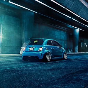 Preview wallpaper fiat, 500, abarth, blue, rear view