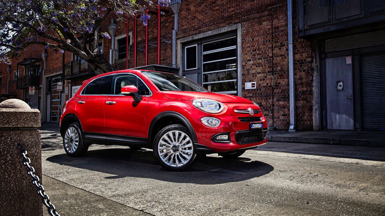 Wallpaper fiat, 500x, side view, red