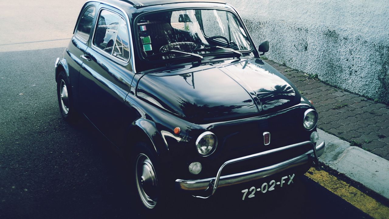 Wallpaper fiat, car, side view, black, retro