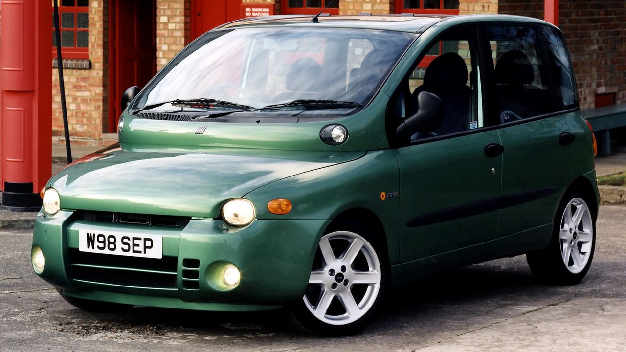 Wallpaper fiat, multipla abarth, green, stylish, auto, front view, building
