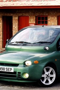 Preview wallpaper fiat, multipla abarth, green, stylish, auto, front view, building