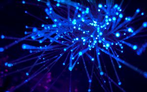 Preview wallpaper fiber optic, glow, blue, abstraction