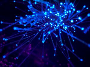 Preview wallpaper fiber optic, glow, blue, abstraction