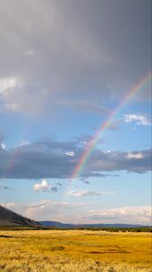 Preview wallpaper field, clouds, rainbow, nature