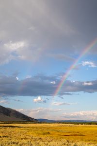 Preview wallpaper field, clouds, rainbow, nature